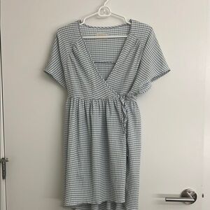 Urban Outfitters Blue Gingham Wrap Dress